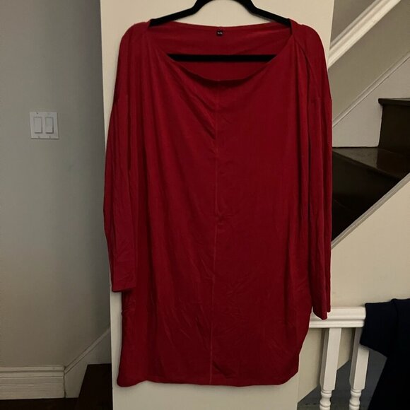 Red Longsleeve Shirtdress - Picture 2 of 7
